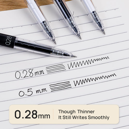 .28 mm Japanese Retractable Black Gel Roller Pens Pack of 8