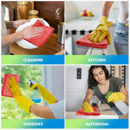 Red Microfiber Cleaning Cloth 12 Pack, 12.5 x 12.5 inch Microfiber Towels