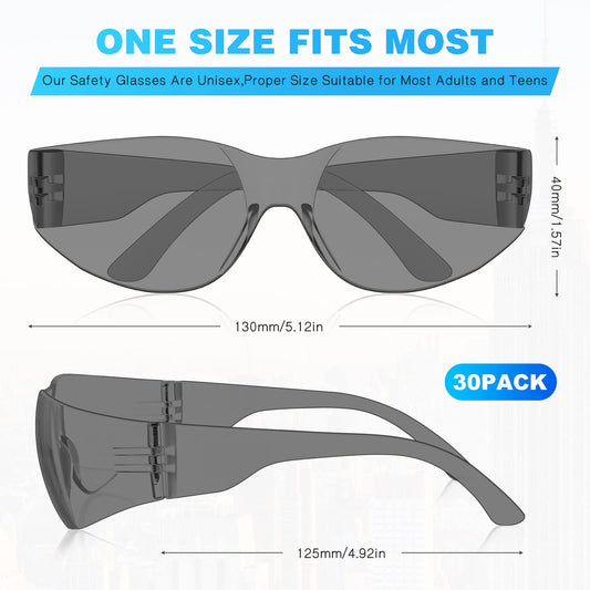 30 Pack Smoke Safety Glasses for Men Women, ANSI Z87.1 Work Glasses