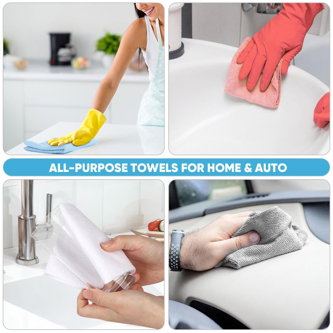 Microfiber Cleaning Cloth 165 Sheets 3 Roll, Cleaning Rags 11×9"