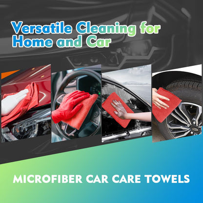 Red Microfiber Cleaning Cloth 12 Pack, 12.5 x 12.5 inch Microfiber Towels