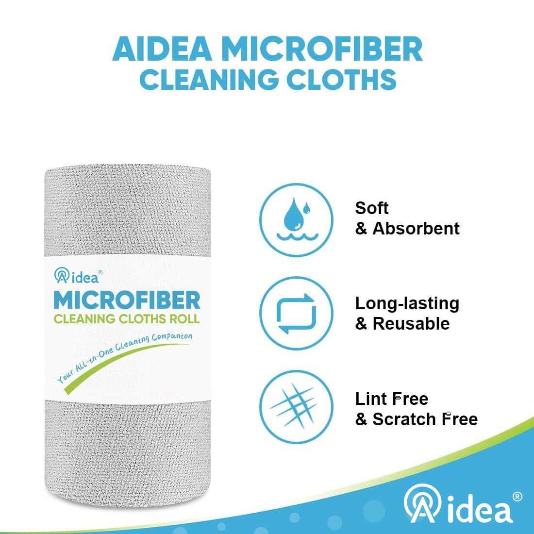 Microfiber Cleaning Cloth 165 Sheets 3 Roll, Cleaning Rags 11×9"