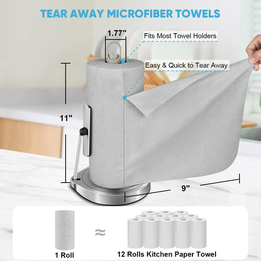 Microfiber Cleaning Cloth 165 Sheets 3 Roll, Cleaning Rags 11×9"