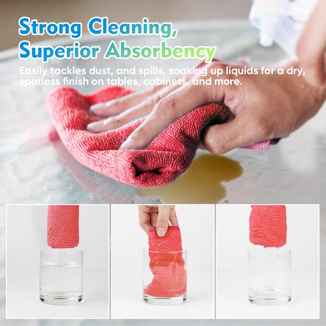Red Microfiber Cleaning Cloth 12 Pack, 12.5 x 12.5 inch Microfiber Towels