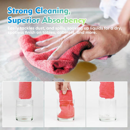 Red Microfiber Cleaning Cloth 12 Pack, 12.5 x 12.5 inch Microfiber Towels