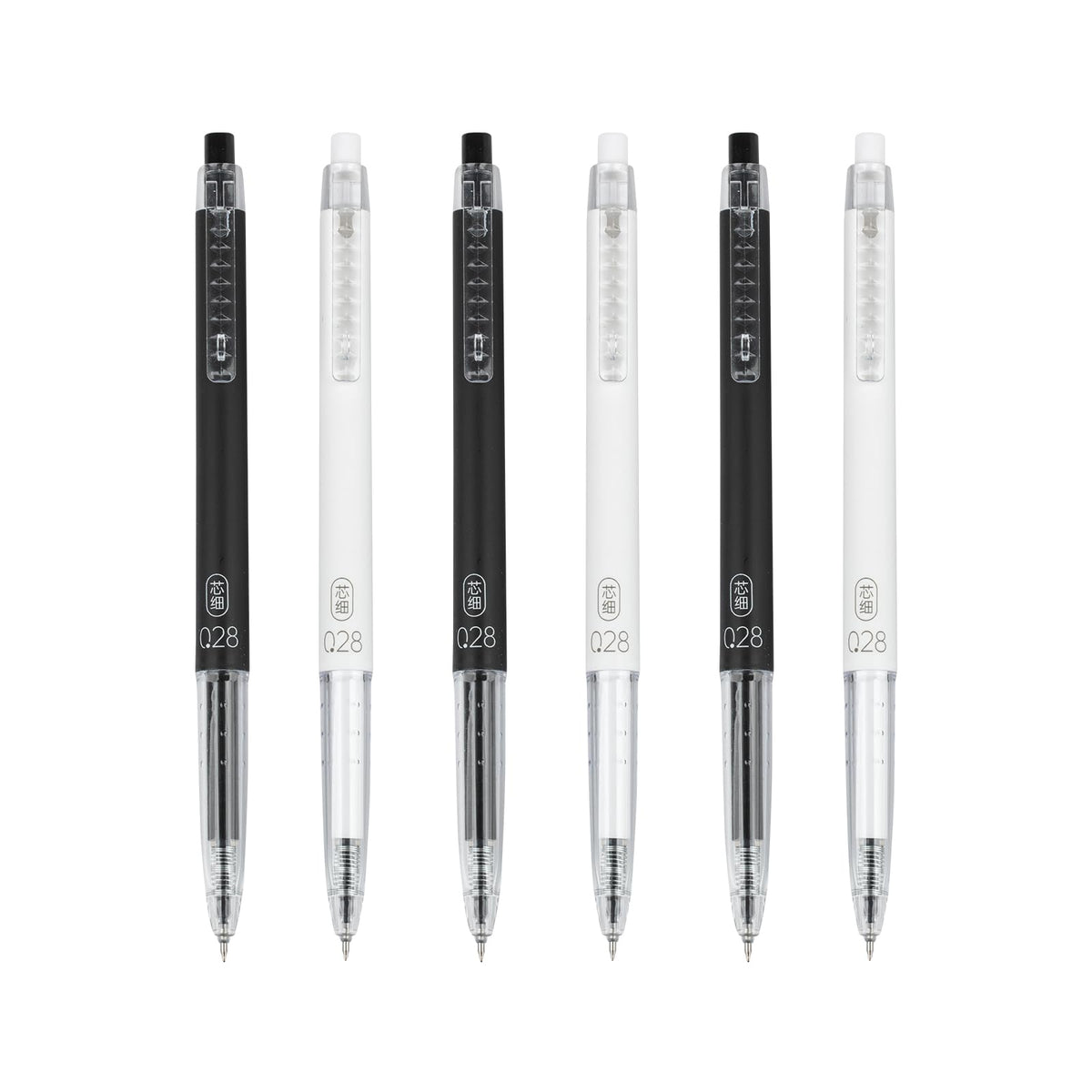 Gel Pens 0.28mm Extra Fine Point Pen, Black Ink, Ball Point Pen 6 Pack