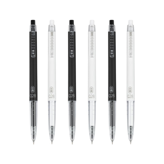 Gel Pens 0.28mm Extra Fine Point Pen, Black Ink, Ball Point Pen 6 Pack