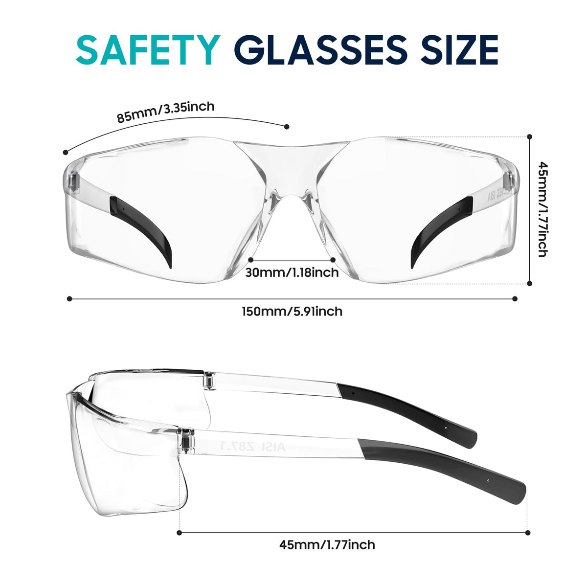 Pack Bulk Smoke Safety Glasses, Anti-Fog, UV400, ANSI Z87.1