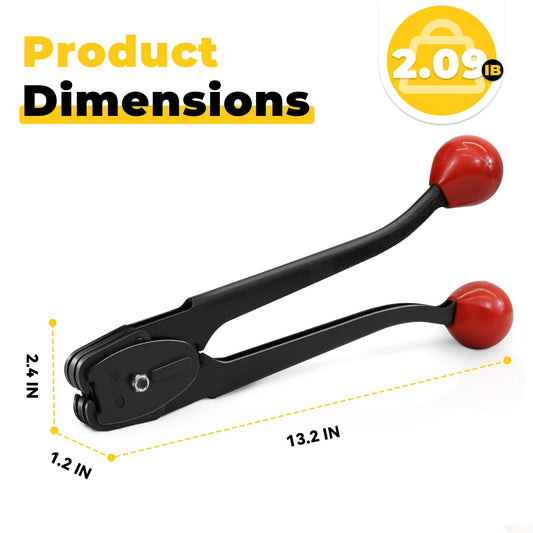 Strapping Sealer/Crimper for 3/4" Steel Strapping Band Manual Banding Tool with 13" Extended Handle