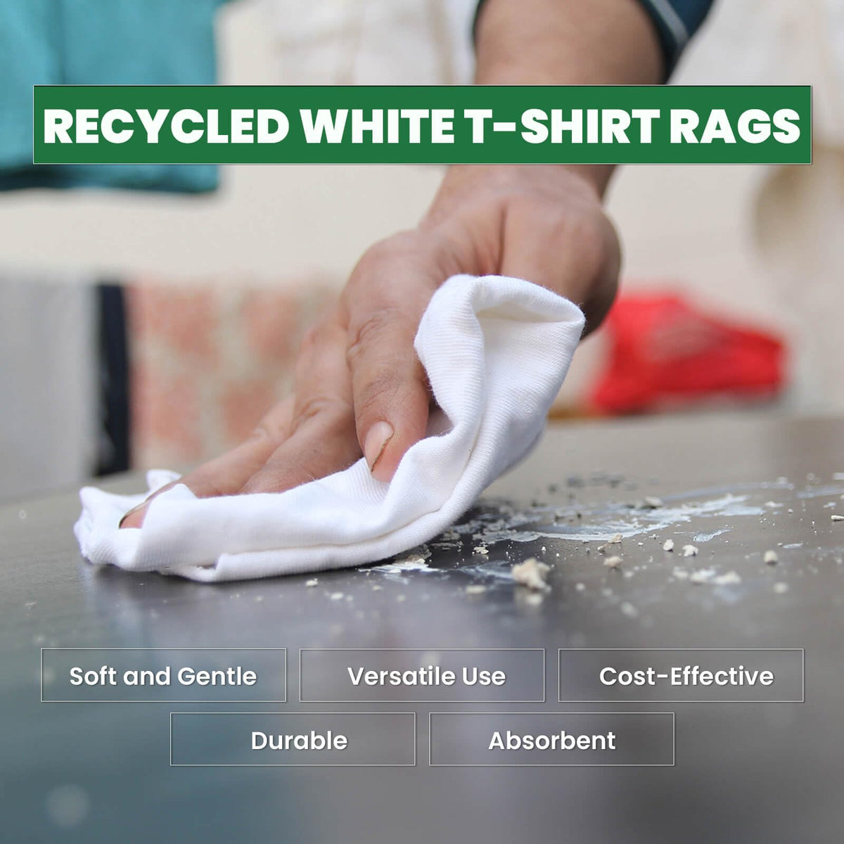 Recycled White T-Shirt Cleaning Rags (50.0 lbs. Box) – Shop Rags Bulk Multipurpose