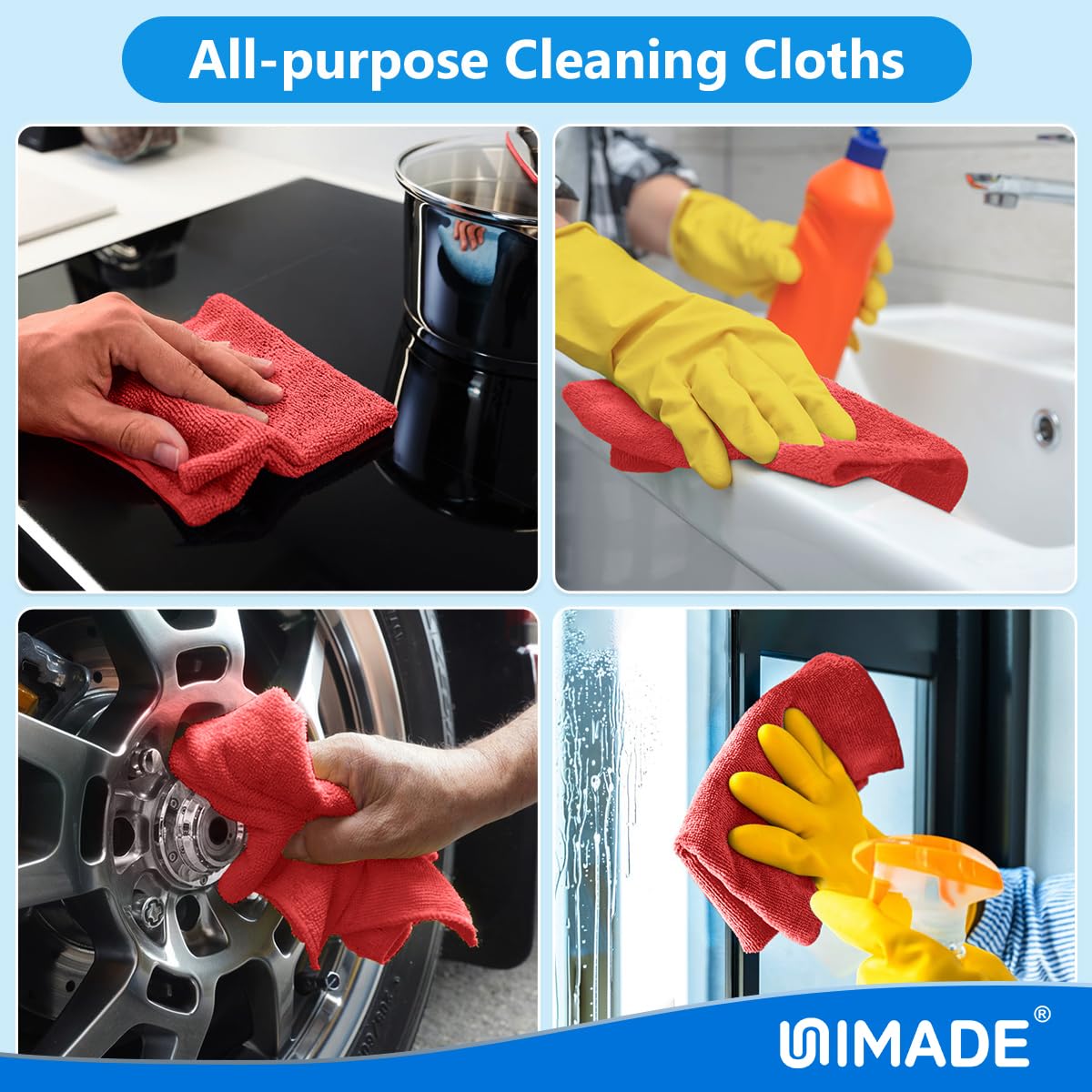 Shop Towels Rags, 150 Pack Reusable Microfiber Cleaning Cloth