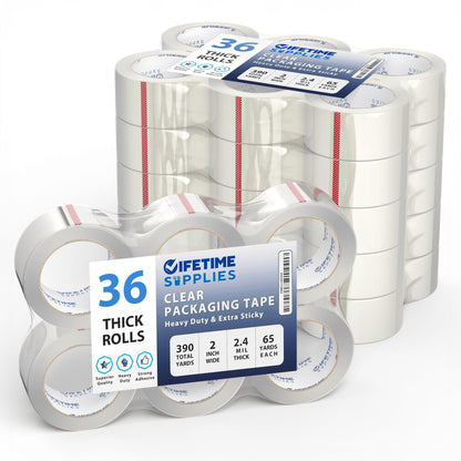 36 Rolls Clear Premium Packing Tape, 65 Yards, 2.2 mil, Heavy Duty Packaging Tape