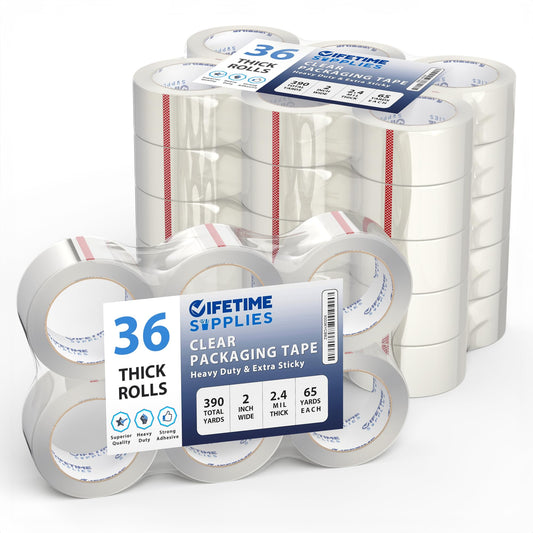 36 Rolls Clear Premium Packing Tape, 65 Yards, 2.2 mil, Heavy Duty Packaging Tape