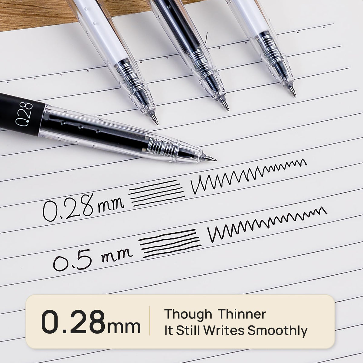 .28 mm Japanese Retractable Black Gel Roller Pens Pack of 8