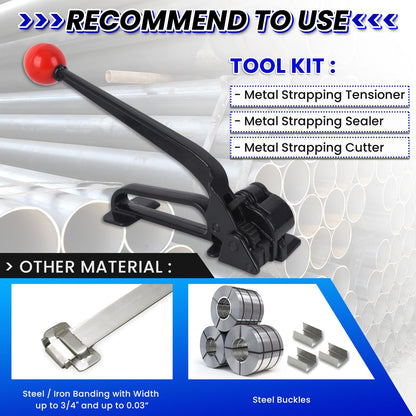 Steel Banding Tool Strapping Tensioner - Strapping Tool Feedwheel-Type Banding Tensioner for 3/4" Width Metal Banding