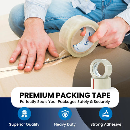 36 Rolls Clear Premium Packing Tape, 65 Yards, 2.2 mil, Heavy Duty Packaging Tape