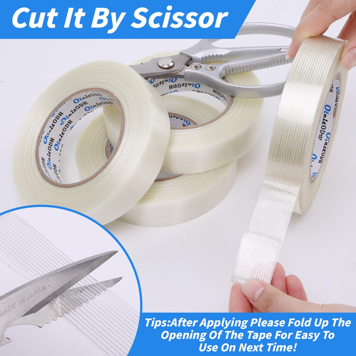 16 Rolls Strapping Tape 1 Inch x 60 Yards 5.5 Mil Fiberglass Tape