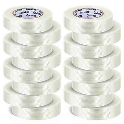 16 Rolls Strapping Tape 1 Inch x 60 Yards 5.5 Mil Fiberglass Tape