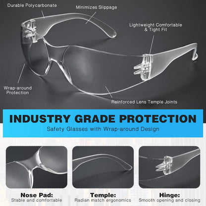 30 Pack Clear Safety Glasses for Men Women, ANSI Z87.1 Work Glasses