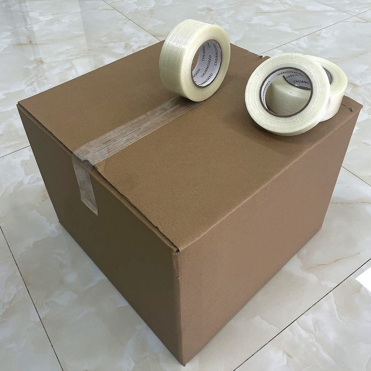 6-Pack Mono Filament Strapping Tape 6.2mil x 2Inch x 60yds Commodity Grade Heavy Duty Transparent Reinforced Fiberglass Tape