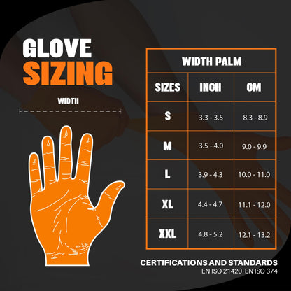 Heavy Duty 8Mil Orange Nitrile Gloves,3D Raised Diamond Texture-Latex & Powder Free-Industrial, Mechanic