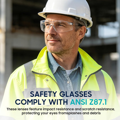 Pack Bulk Smoke Safety Glasses, Anti-Fog, UV400, ANSI Z87.1