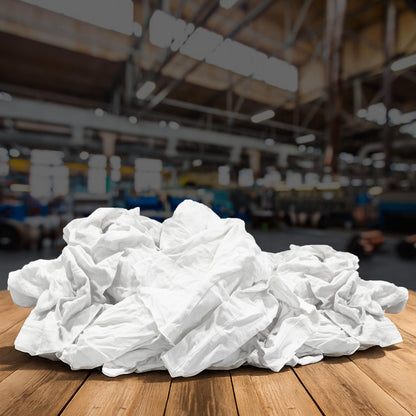 Recycled White T-Shirt Cleaning Rags (50.0 lbs. Box) – Shop Rags Bulk Multipurpose