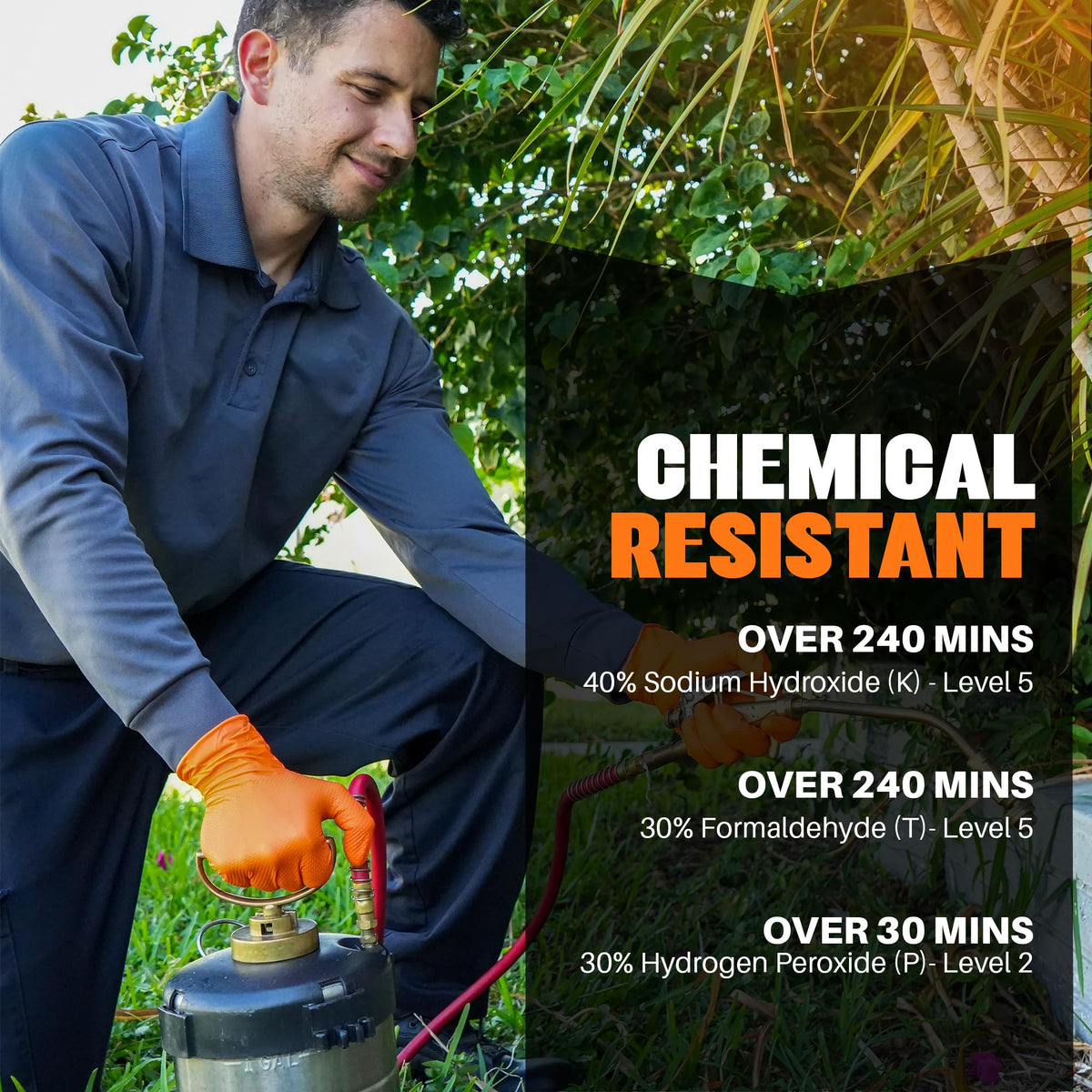 Heavy Duty 8Mil Orange Nitrile Gloves,3D Raised Diamond Texture-Latex & Powder Free-Industrial, Mechanic