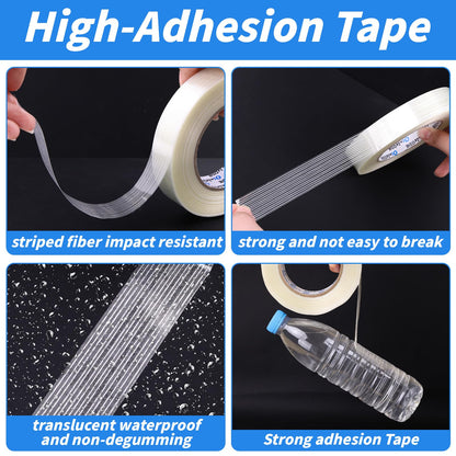 16 Rolls Strapping Tape 1 Inch x 60 Yards 5.5 Mil Fiberglass Tape