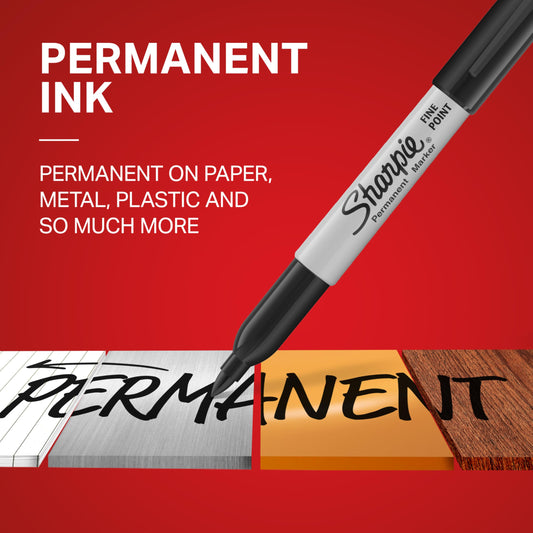 Sharpie Permanent Markers Fine Tip Black, 12 Count