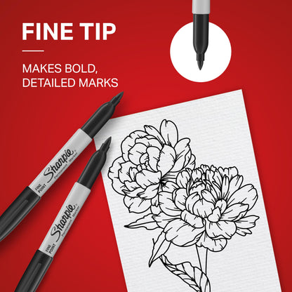 Sharpie Permanent Markers Fine Tip Black, 12 Count