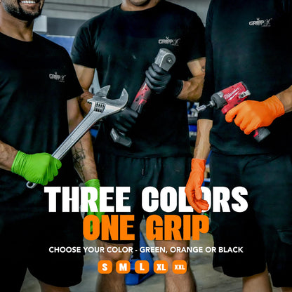 Heavy Duty 8Mil Orange Nitrile Gloves,3D Raised Diamond Texture-Latex & Powder Free-Industrial, Mechanic